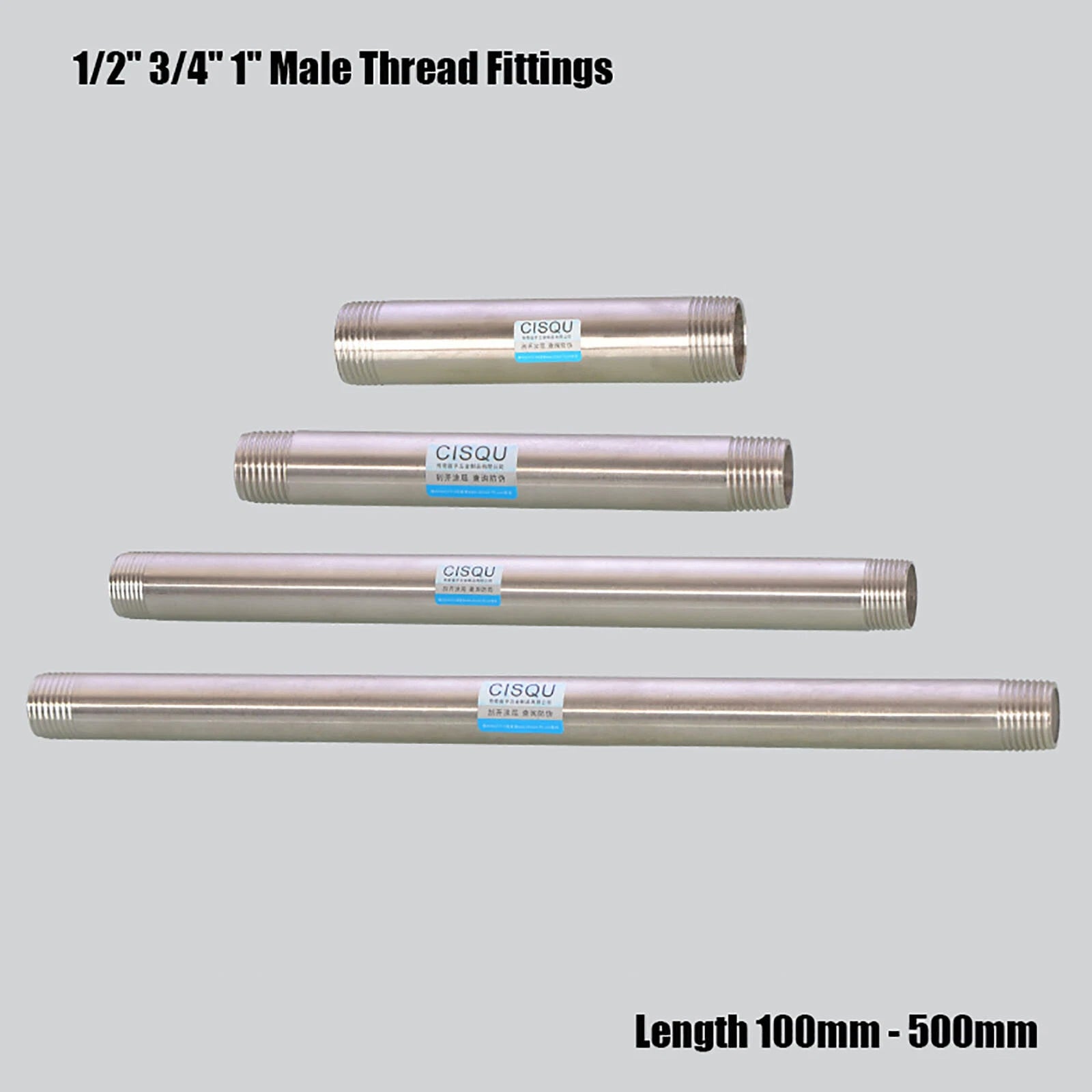 Stainless Steel 201 Male Thread Weld Nipple 1/2" 3/4" 1" | 100–500mm Pipe Fitting
