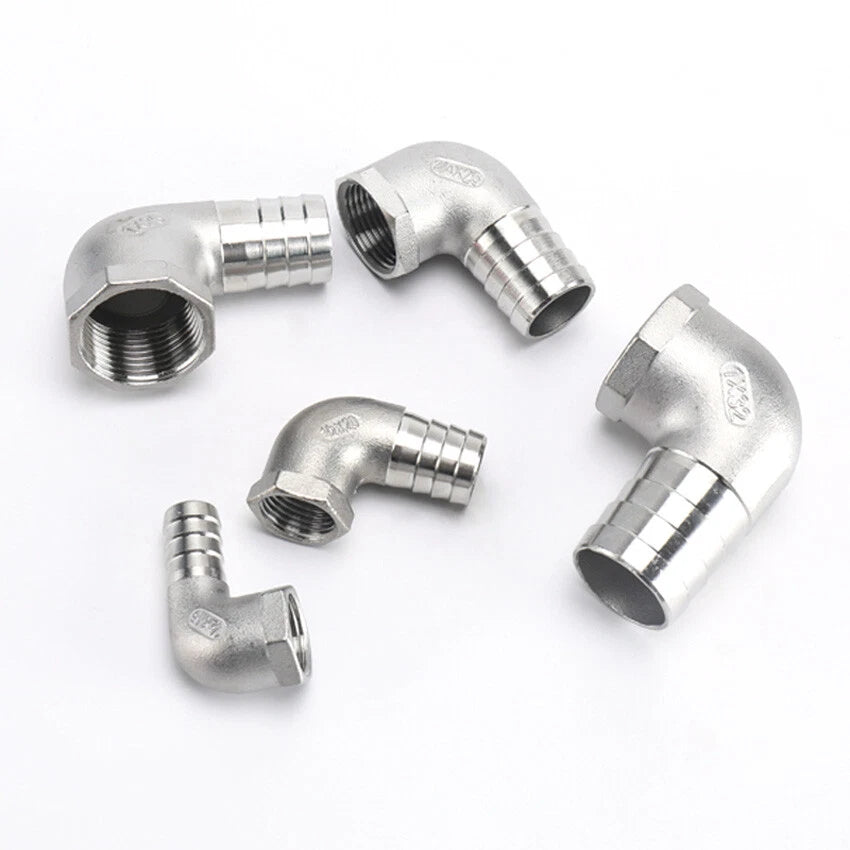 Female Thread Fitting x Barb Hose Tail End Elbow Connector A2 Stainless Steel