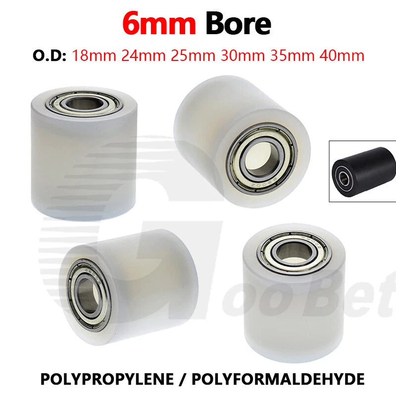 6mm Bore Plastic Roller Wheel Two Ball Bearing Coated PP POM Pulley Guide Wheel
