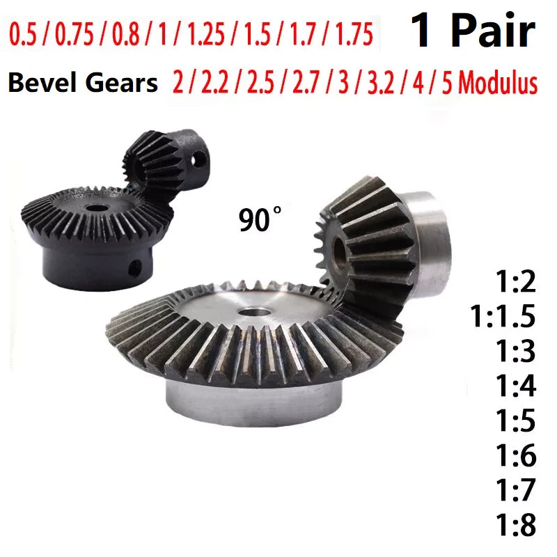 Precision Bevel Gears 0.5/1/1.5/2/2.5/3 Module 12 -160 Teeth Bevel Gear 1:2-1:8