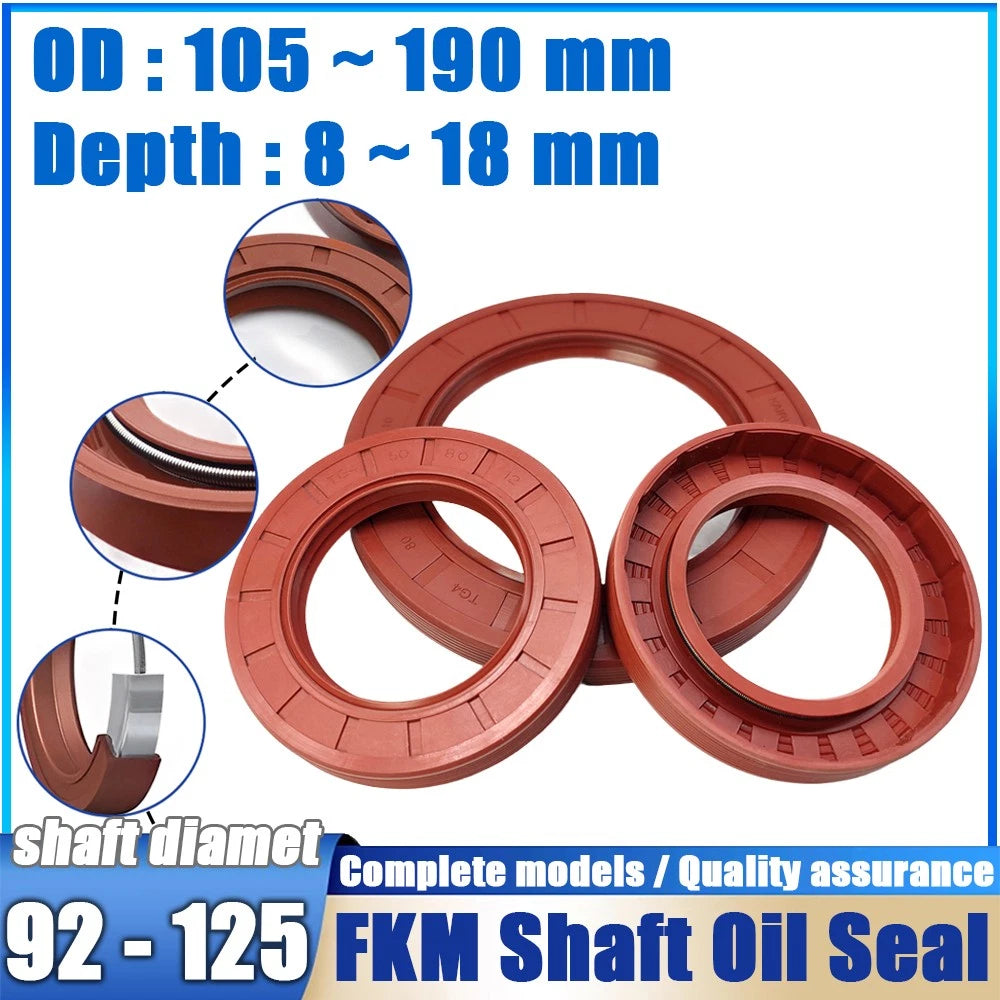 Metric TC Rotary Oil Shaft Seal FKM Fluorine Double Lip Seal 92mm - 125mm Shaft