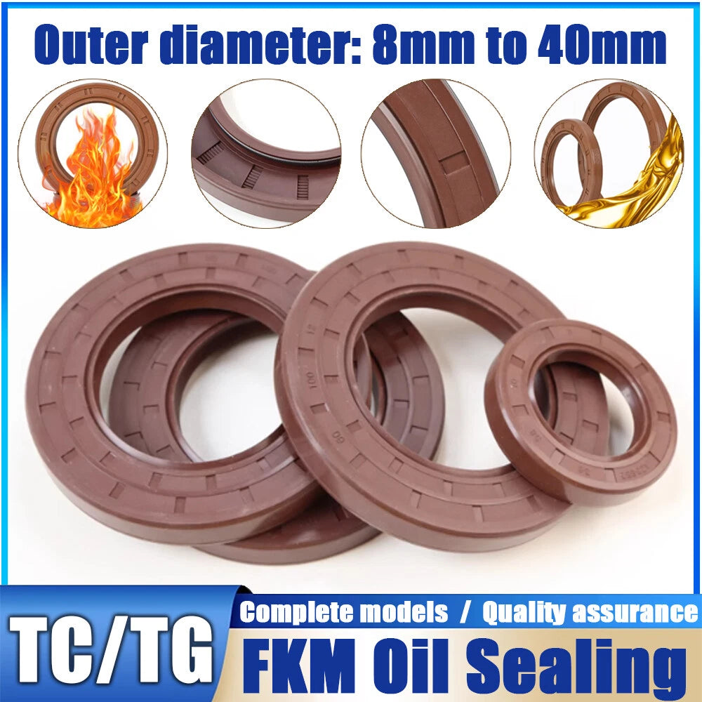 Metric TC Oil Seal FKM Dual Lip Rotary Shaft Seal 8mm–40mm Bore