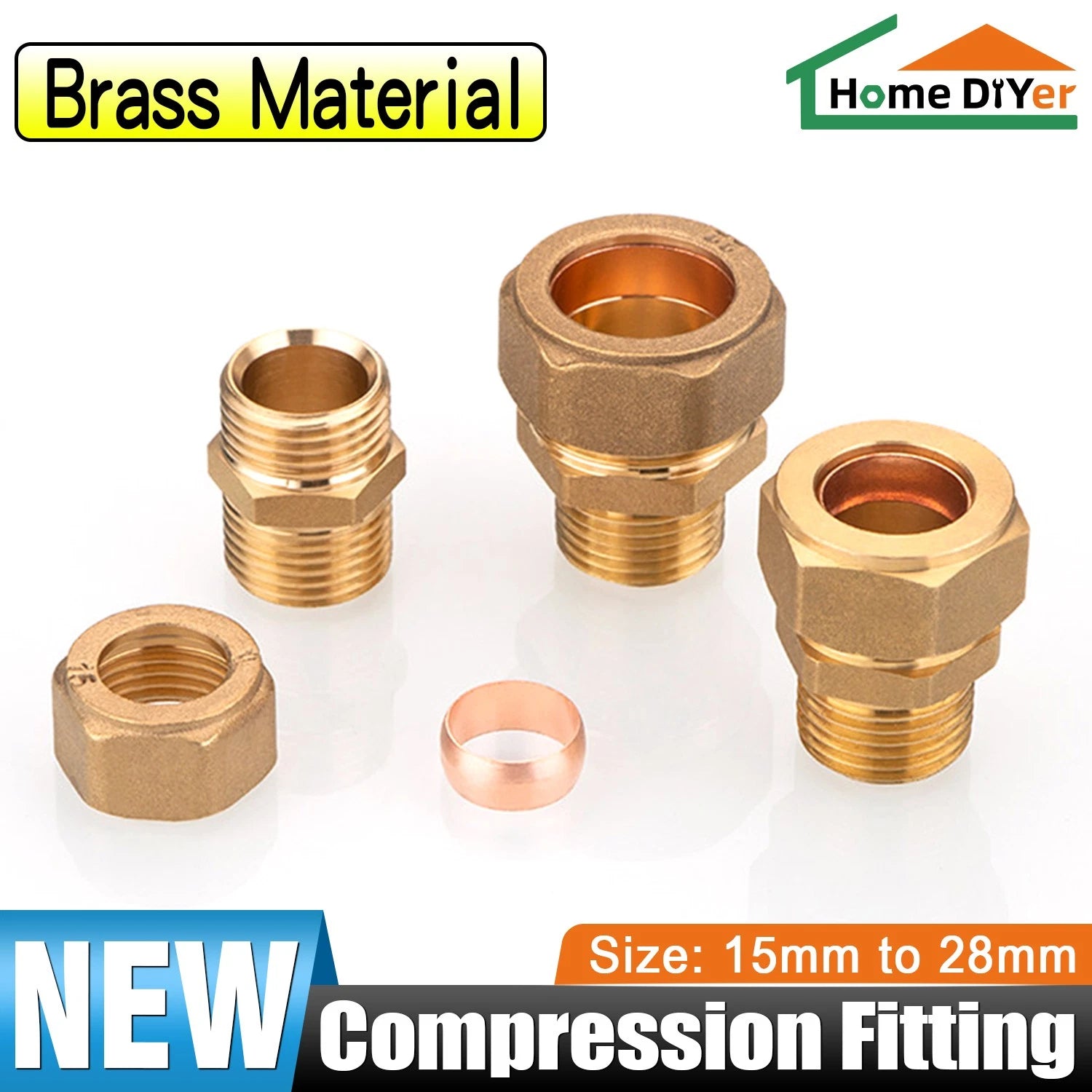 Brass Compression Ferrule Fittings with Male Thread for Copper Tube