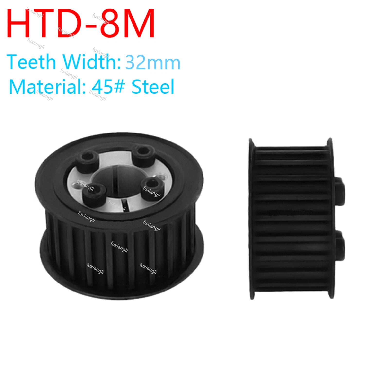 HTD-8M 18-60Teeth Timing Belt Pulleys With Expansion Sleeve Width 32mm 45# Steel