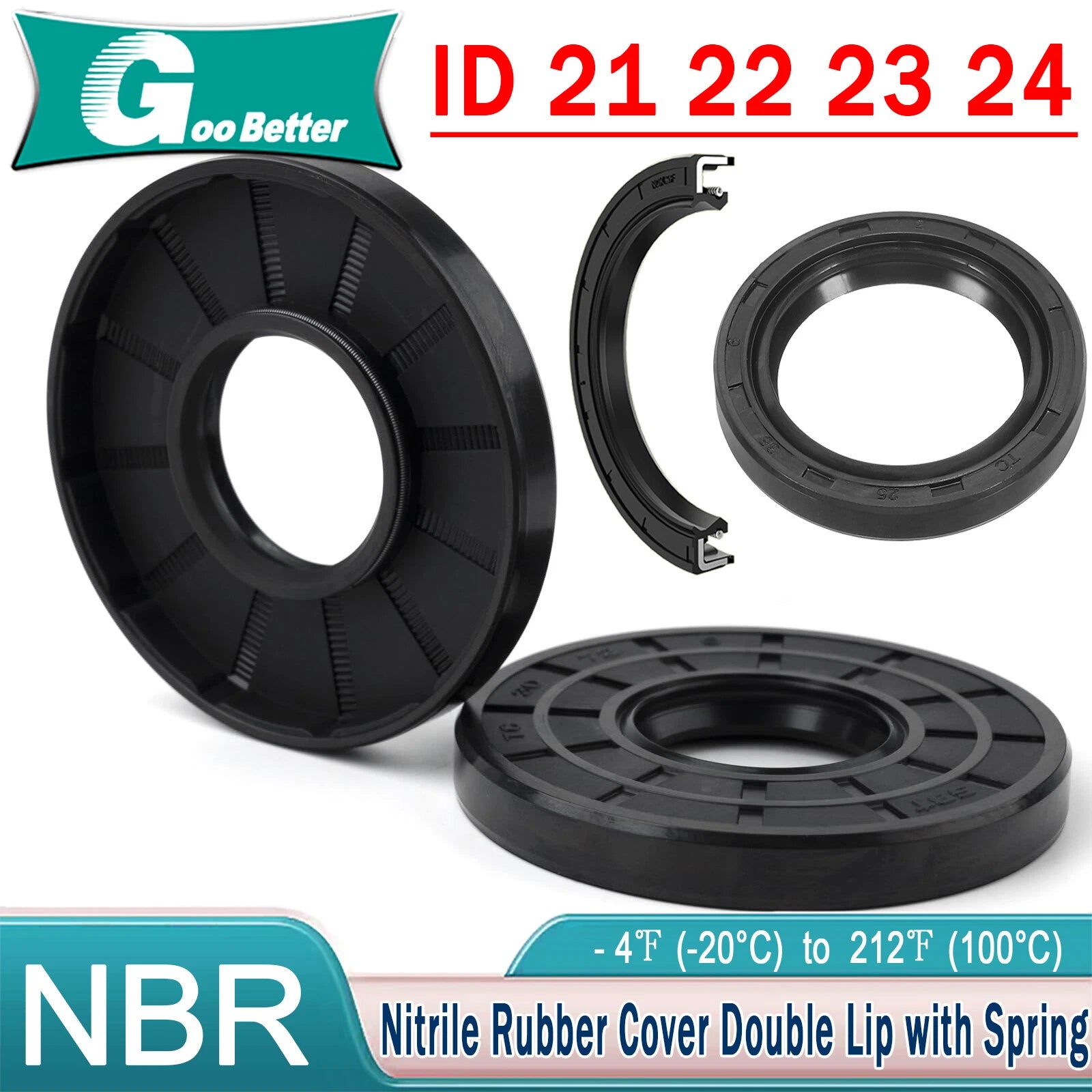 Oil Seal 21mm 22mm 23mm 24 mm ID Rotary Shaft Double Lip R23 TC 4 - 12mm Depths