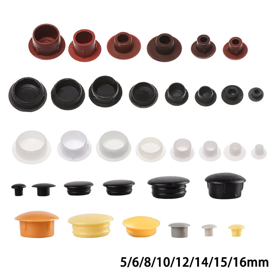 Plastic Screw Hole Cover Caps – For 5mm to 16mm Holes (100-Pack) – Multiple Colors