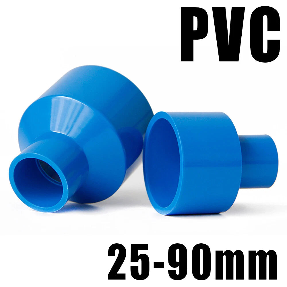 PVC Pipe Reducing Plumbing Concentric Connector 25-90mm Coupling Fittings Blue