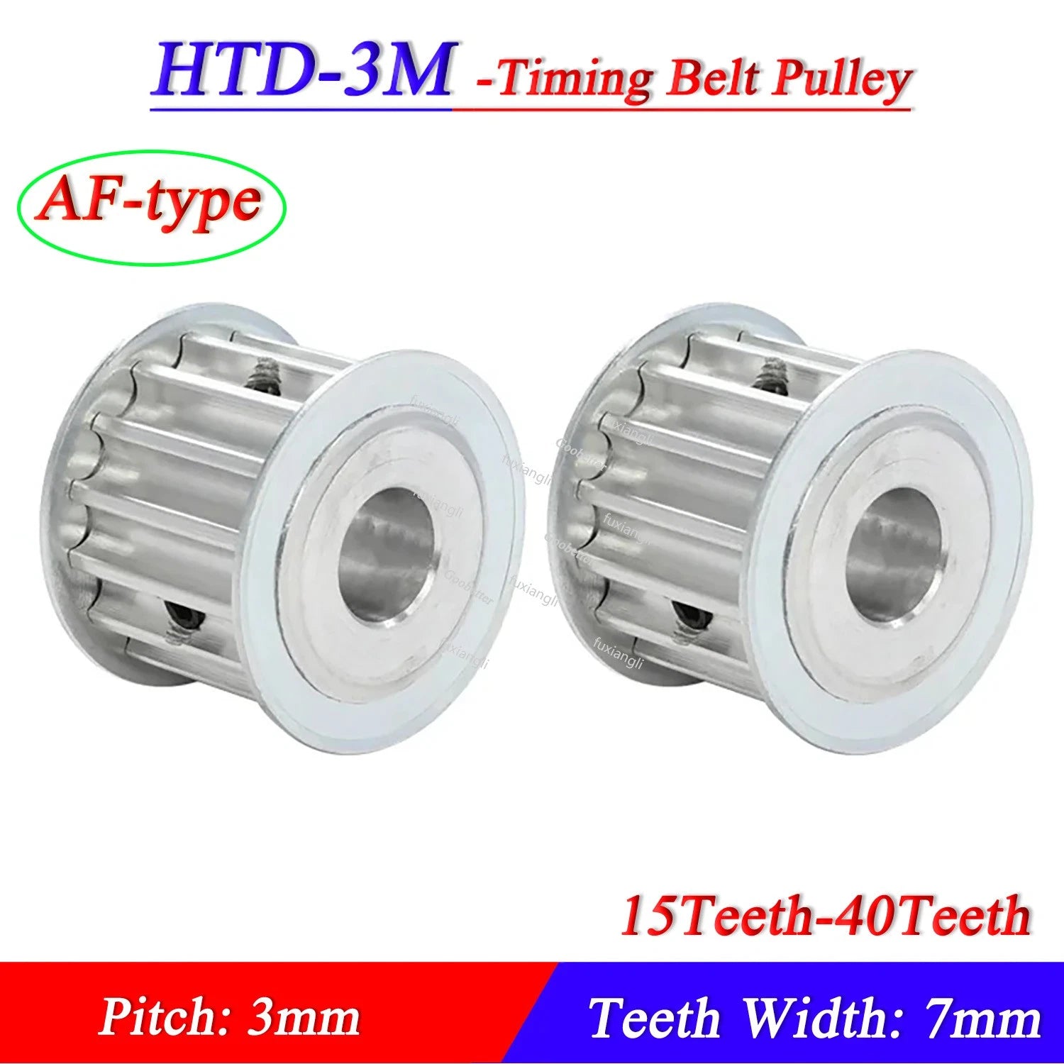 HTD-3M 15-40Teeth Timing Belt Pulley Pitch 3mm AF-type CNC Drive Wheel Width 7mm