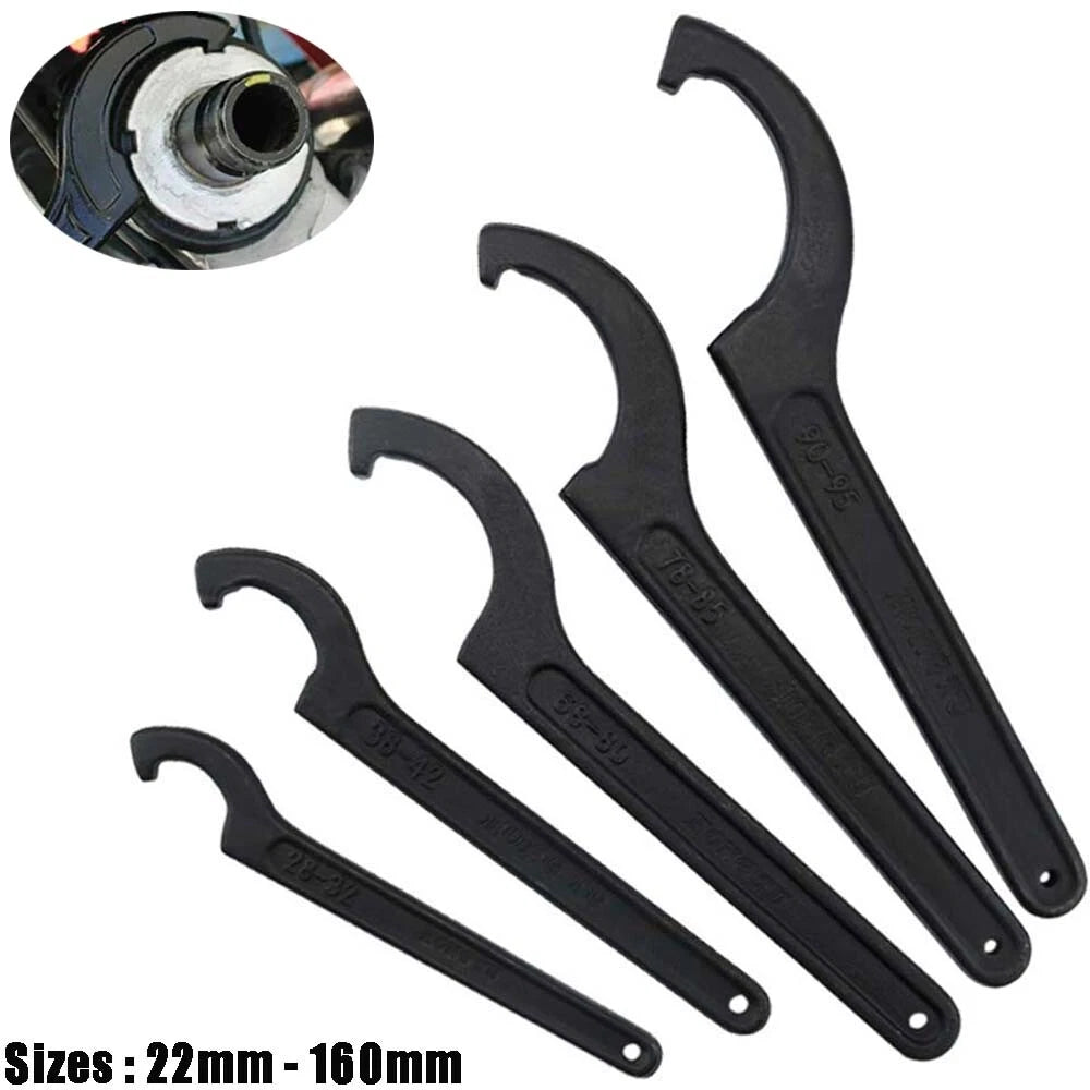 Carbon Steel Crescent Hook Head Round Nut Spanner C Shape Wrench Tool Hand Tool