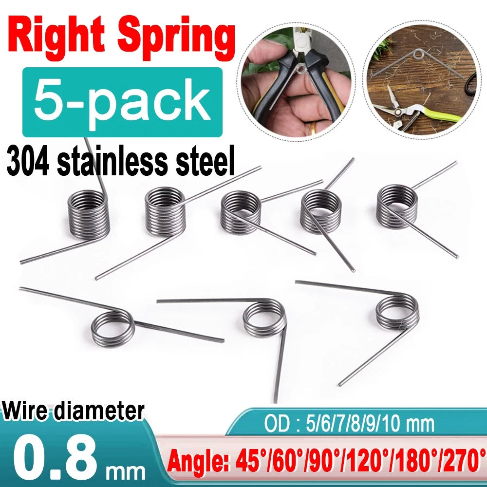 304Stainless Steel Small Torsion Spring 0.8mm Torsional Spring Gear Lever Spring