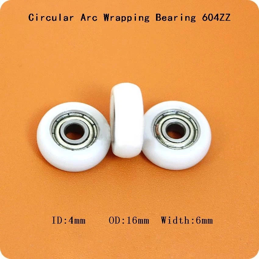 Arc R Nylon Plastic Pulley Wheel 604ZZ Deep Groove Ball Bearing 4x16x6mm POM