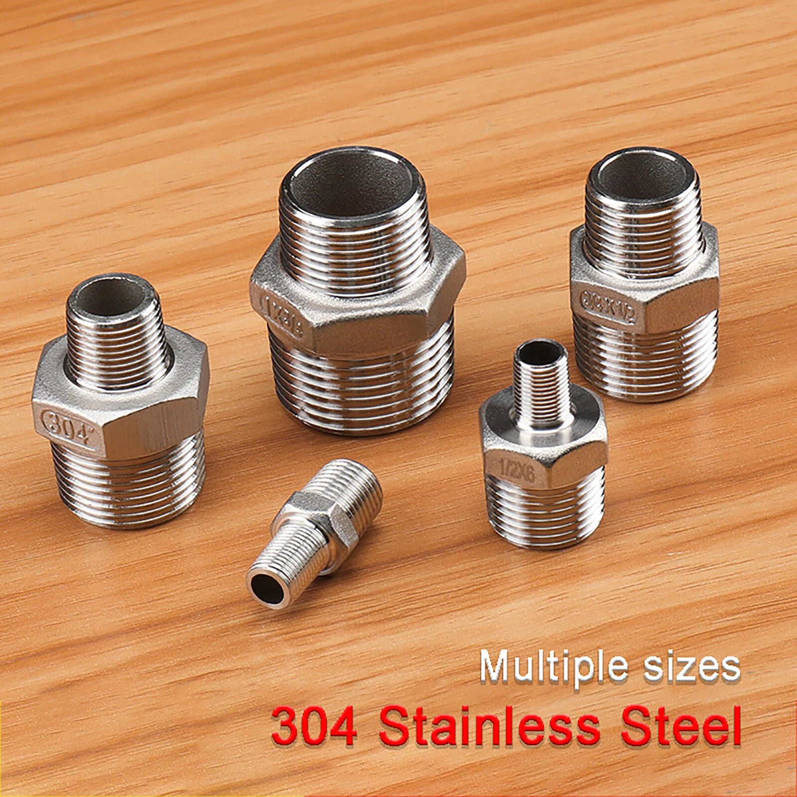 BSP Male to Male Reducing Hex Nipple 304 Stainless Steel Pipe Connector