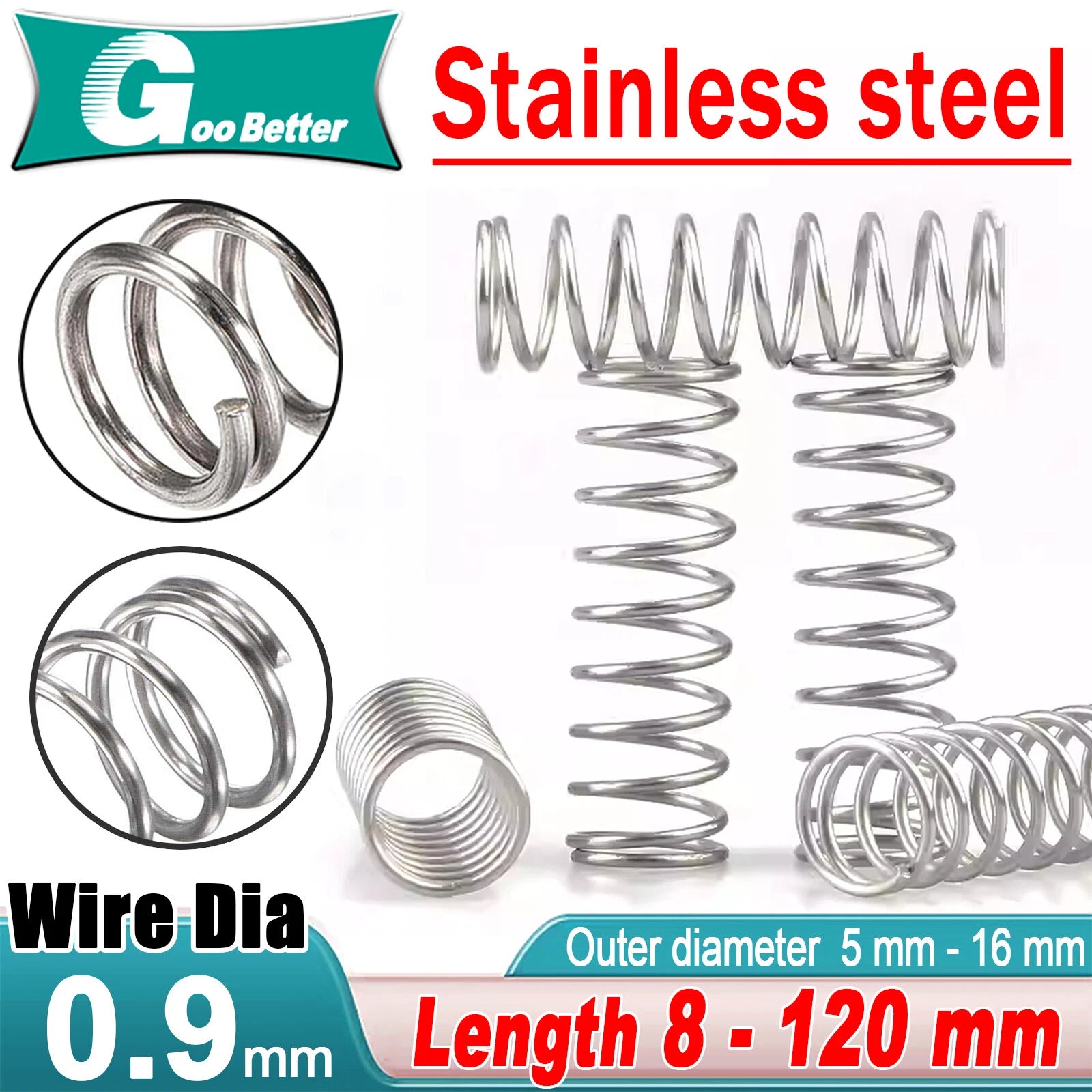 Compression spring Stainless steel wire 0.9mm Return spring outer diamete 5-16mm