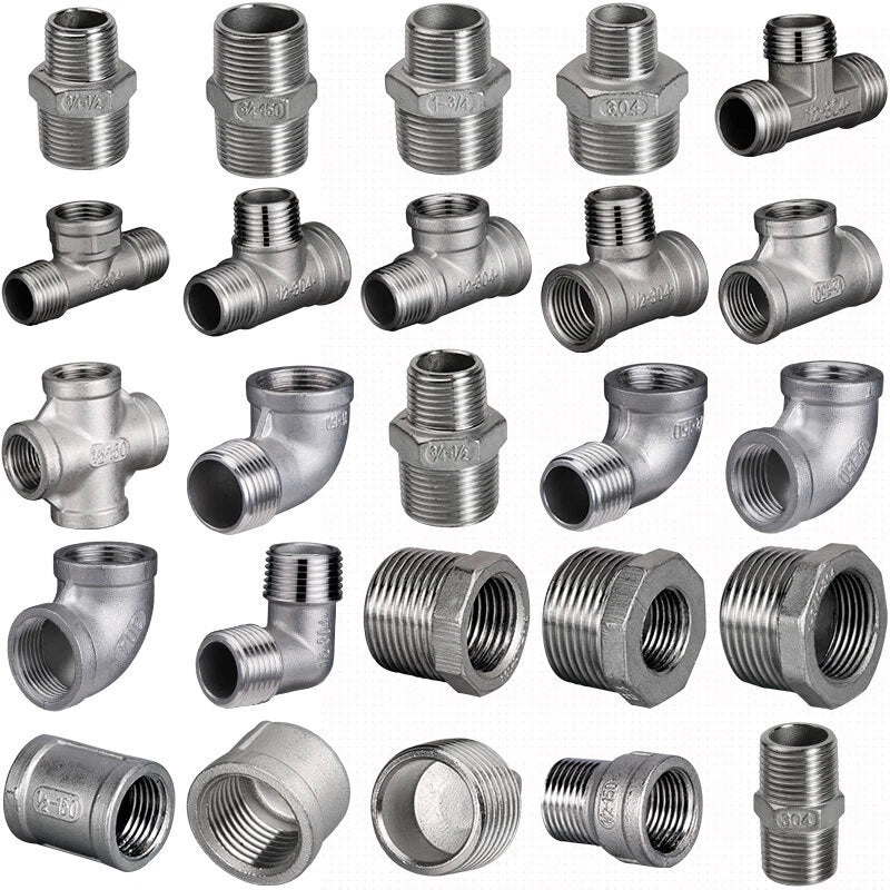BSP 304 Stainless Steel Pipe Fittings — Elbow, Tee, Nipple, Cross, Bush, Cap (1/2" & 3/4")
