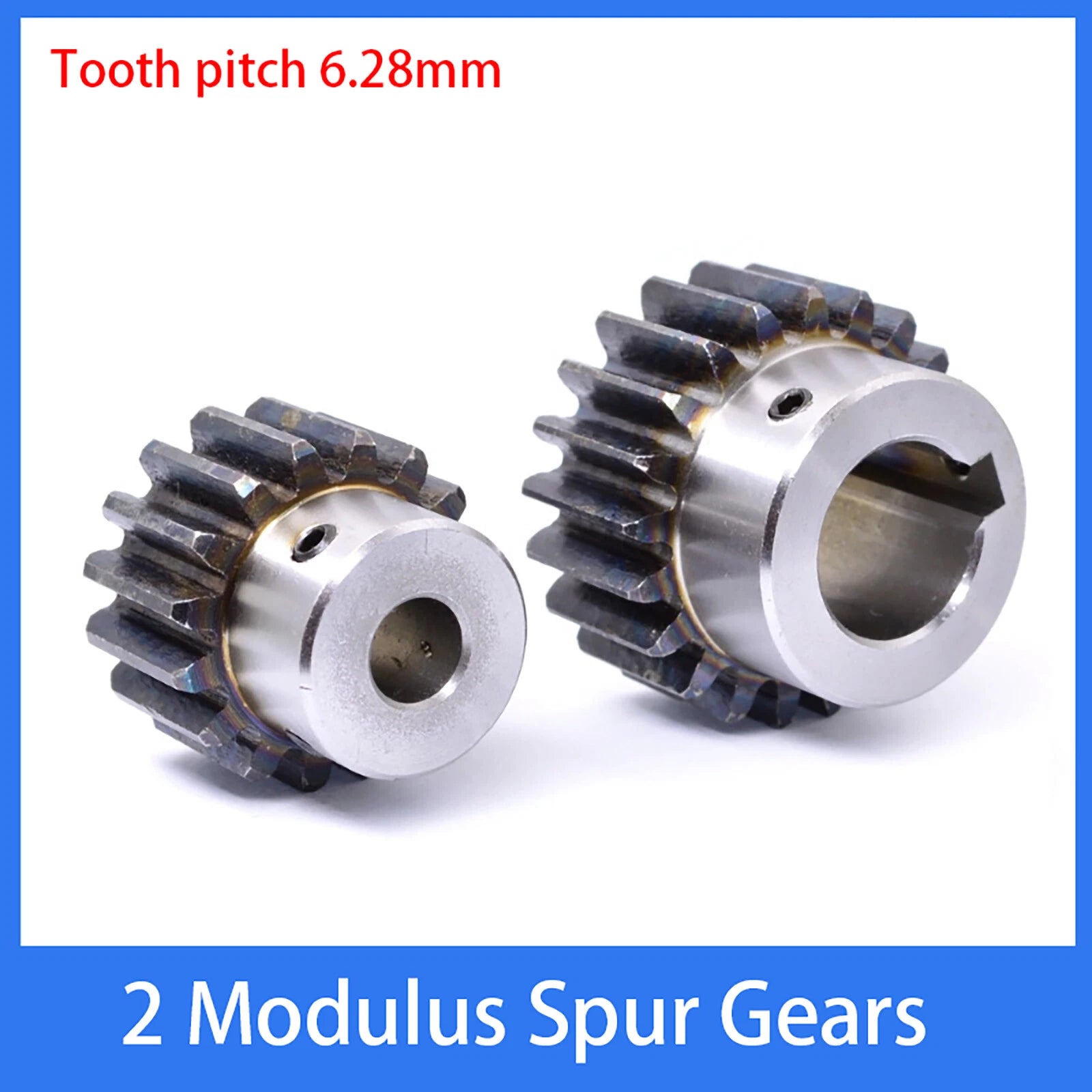 2 Mod 12-40Tooth Spur Gears pitch 6.28mm 45# Steel With Keyway Pinion Motor Gear