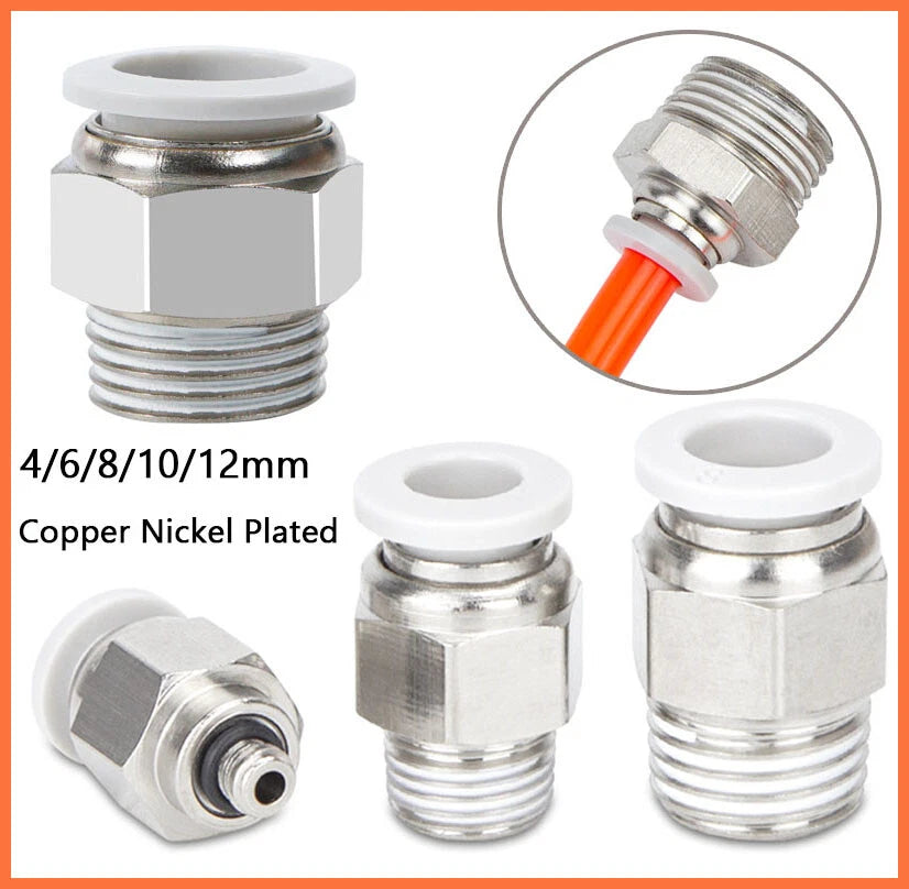 Straight Male Stud Push-to-Connect Pneumatic Fitting for Air & Water Hose