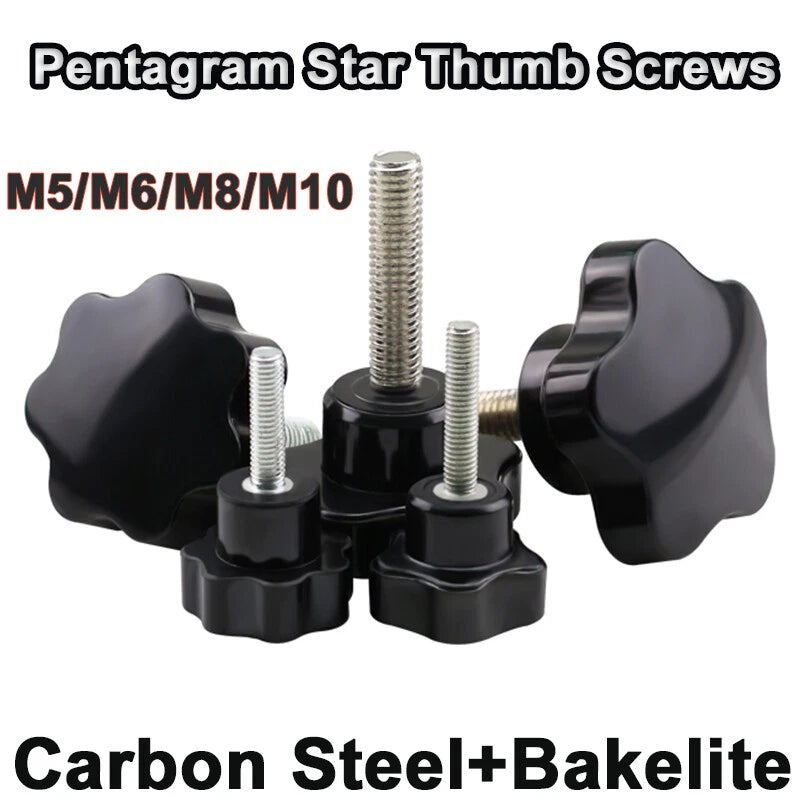M5/6/8/10 Pentagram Star Thumb Screws Hand Grip Knob Bolts Carbon Steel/Bakelite
