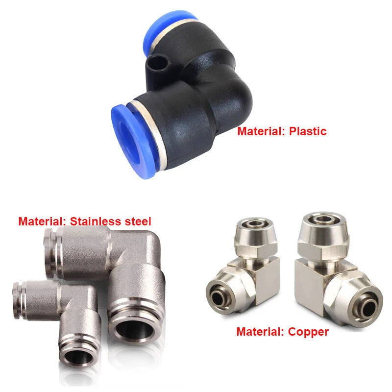 Pneumatic Push-In Elbow Fittings — Equal & Reducing Elbow Connectors for Air & Water Hose
