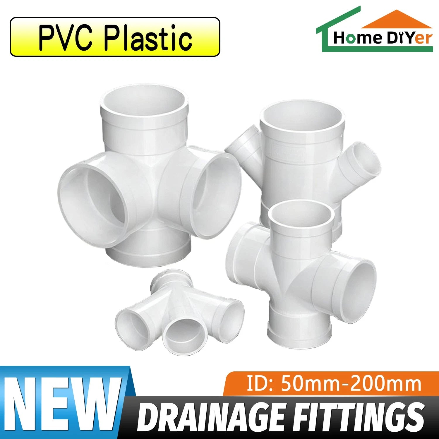 PVC 4-Way Equal Reducer Drainage Pipe Connectors Various Types Tube Fittings