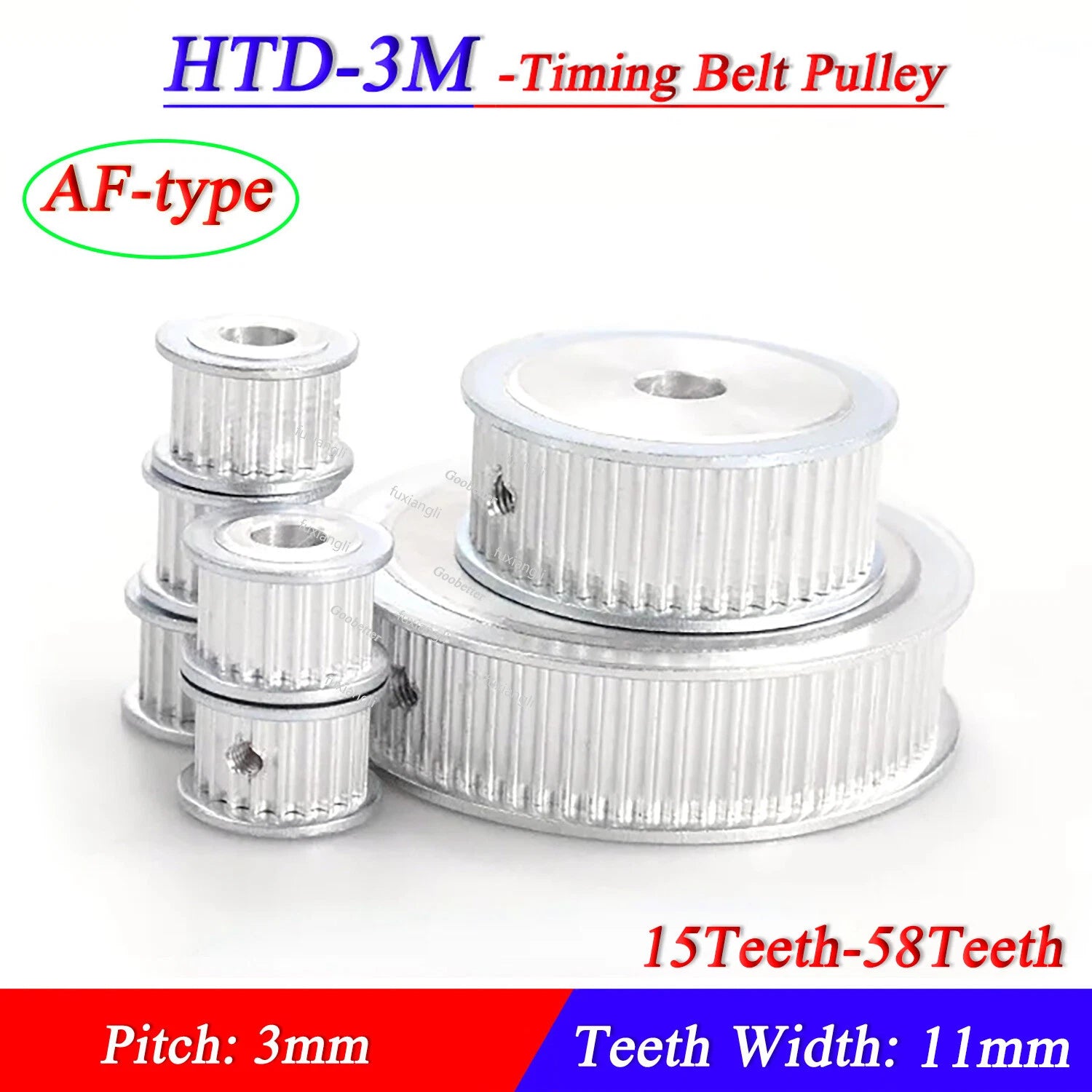 HTD-3M 15-58Teeth Timing Belt Pulley Pitch 3mm AF-typ CNC Drive Wheel Width 11mm