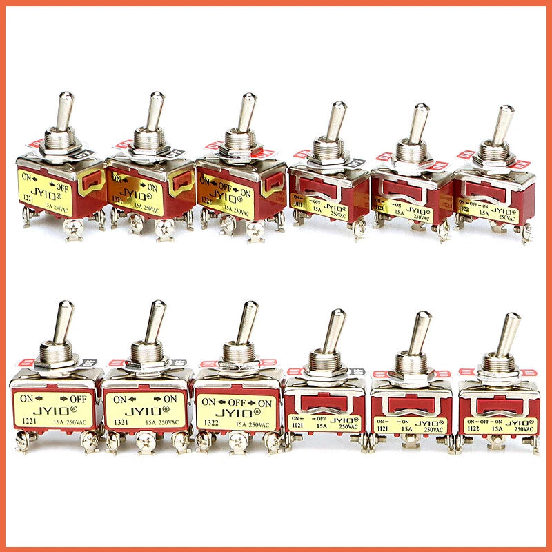 Metal Toggle Switch 250V AC 15A — On/Off Flick Switch for Dashboard & Panel (BEM / E-TEN)