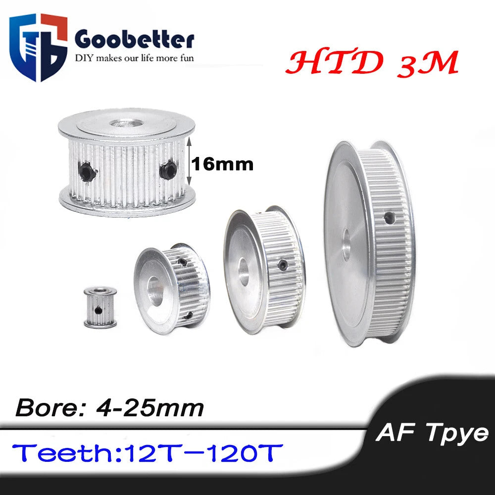 HTD 3M Timing Belt Pulley, for 15mm Wide, Bore 4-25mm, 12-120T, CNC, 3D Printer
