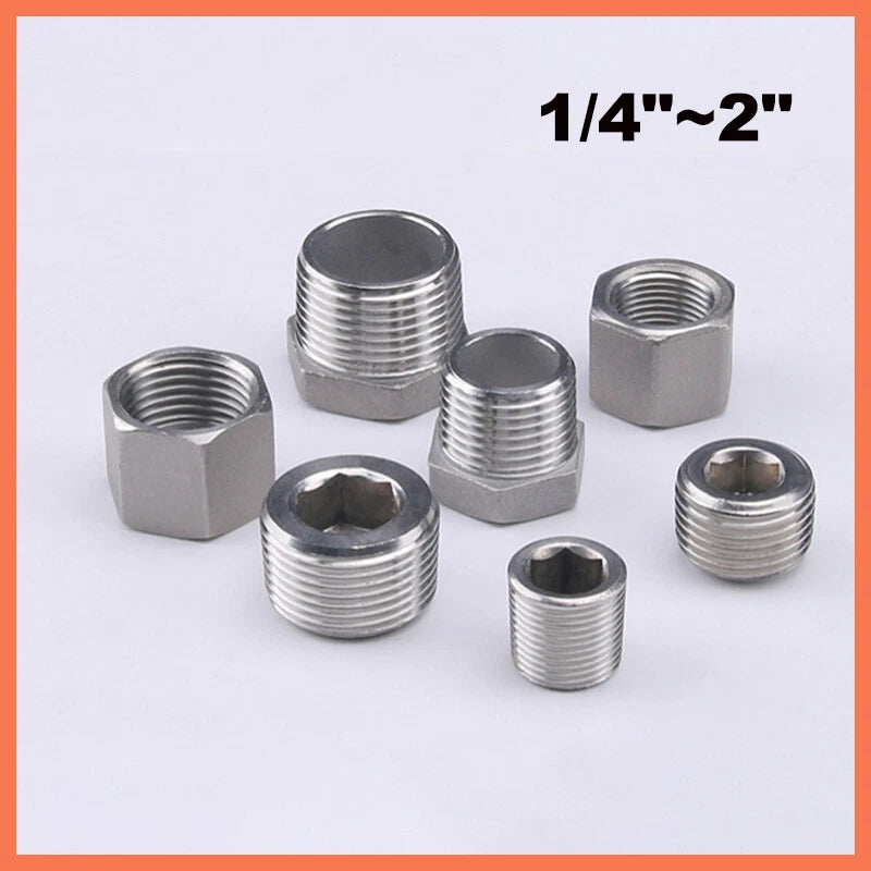 BSP Male Stainless Steel Countersunk End Plug — Internal Hex, 1/4" to 2"