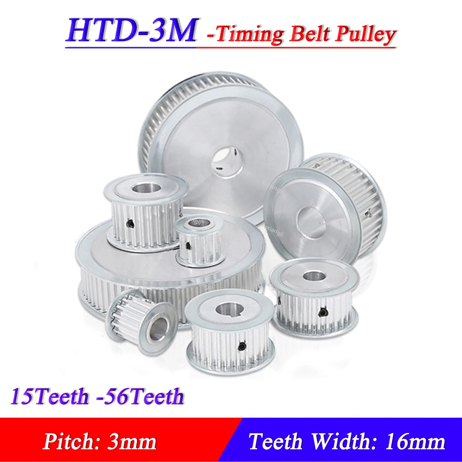 HTD-3M 15T-56T Timing Belt Pulley Pitch 3mm AF-type CNC Drive Pulleys Width 16mm