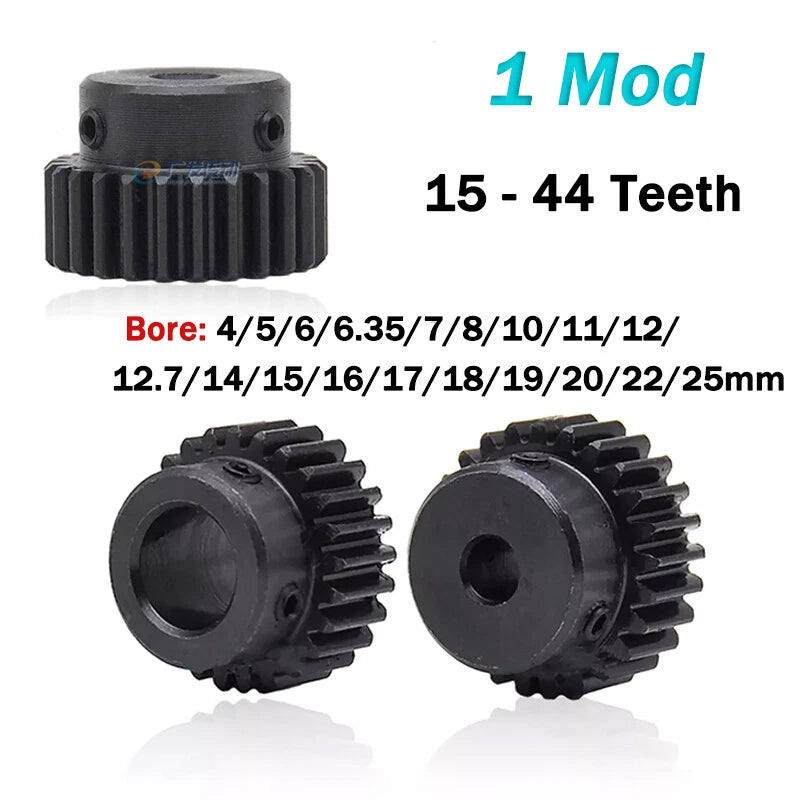 1 Module Spur Gear With Step 15-44 Teeth 45# Steel Pinion Gear Transmission Gear
