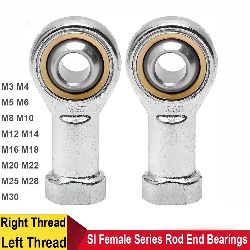 SI Female Series Rod End Bearings M3 M4 M5 M6 M8 M10 - M30 Right-Left Thread