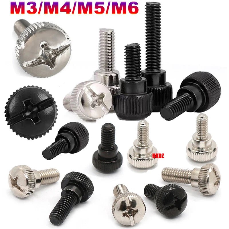 M3~M6 Phillips Carbon Steel Step Knurled Thumb Screws | Hand Grip Knob Bolts - HomeDIYer