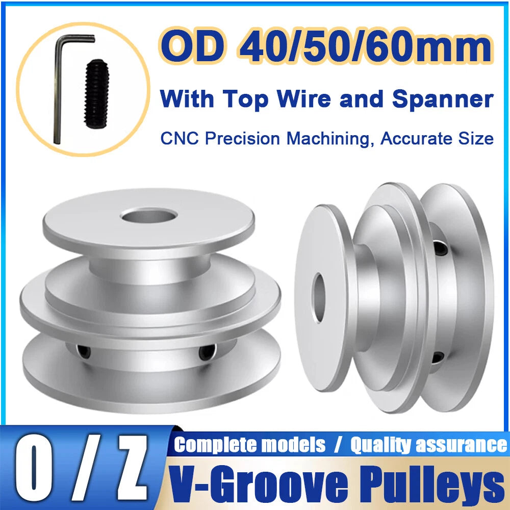 Aluminium Double Groove for O-Z V Belt Pulley Select Size 40mm, 50mm, 60mm OD
