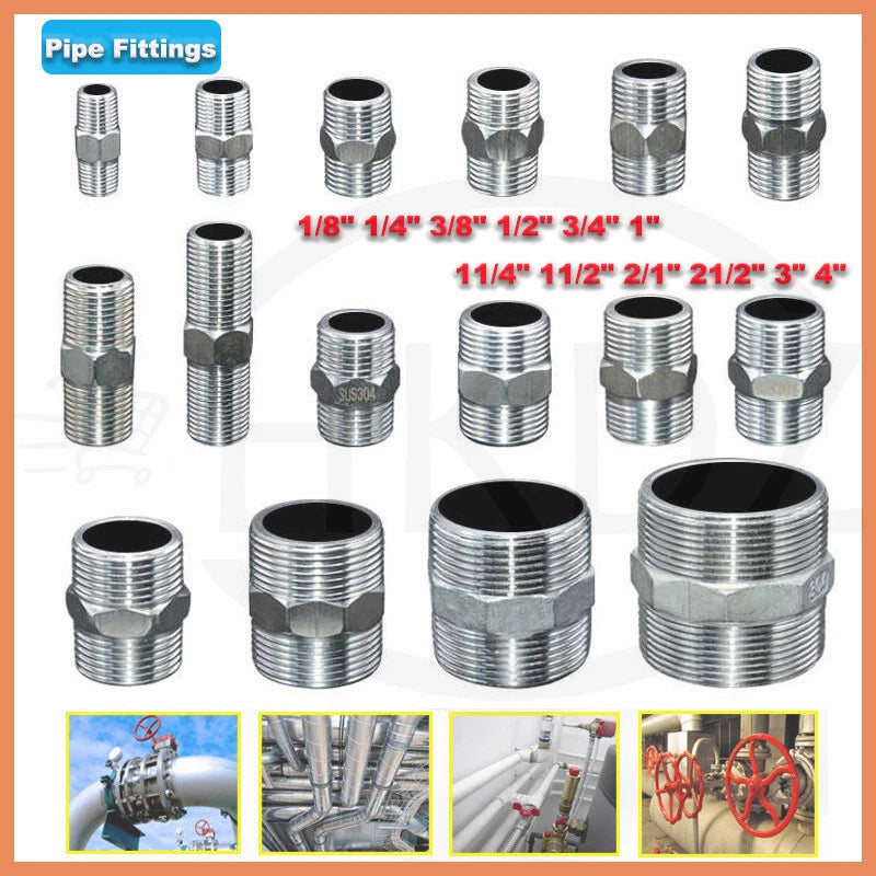 BSP Male to Male Stainless Steel Hexagon Nipple Pipe Fittings | 201 / 304 / 316 | 1/8" to 4"