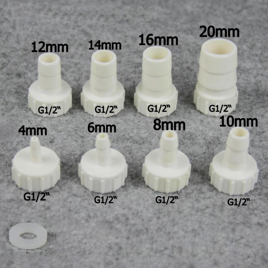 1/2" BSP Female Straight Barb Hose Connector – Plastic, 4–20mm