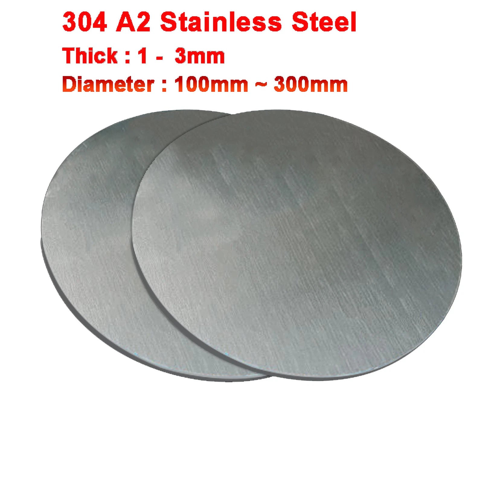 304 A2 Stainless Steel Sheet Round Steel Plate Dia 100mm~300mm 1mm~3mm Thickness