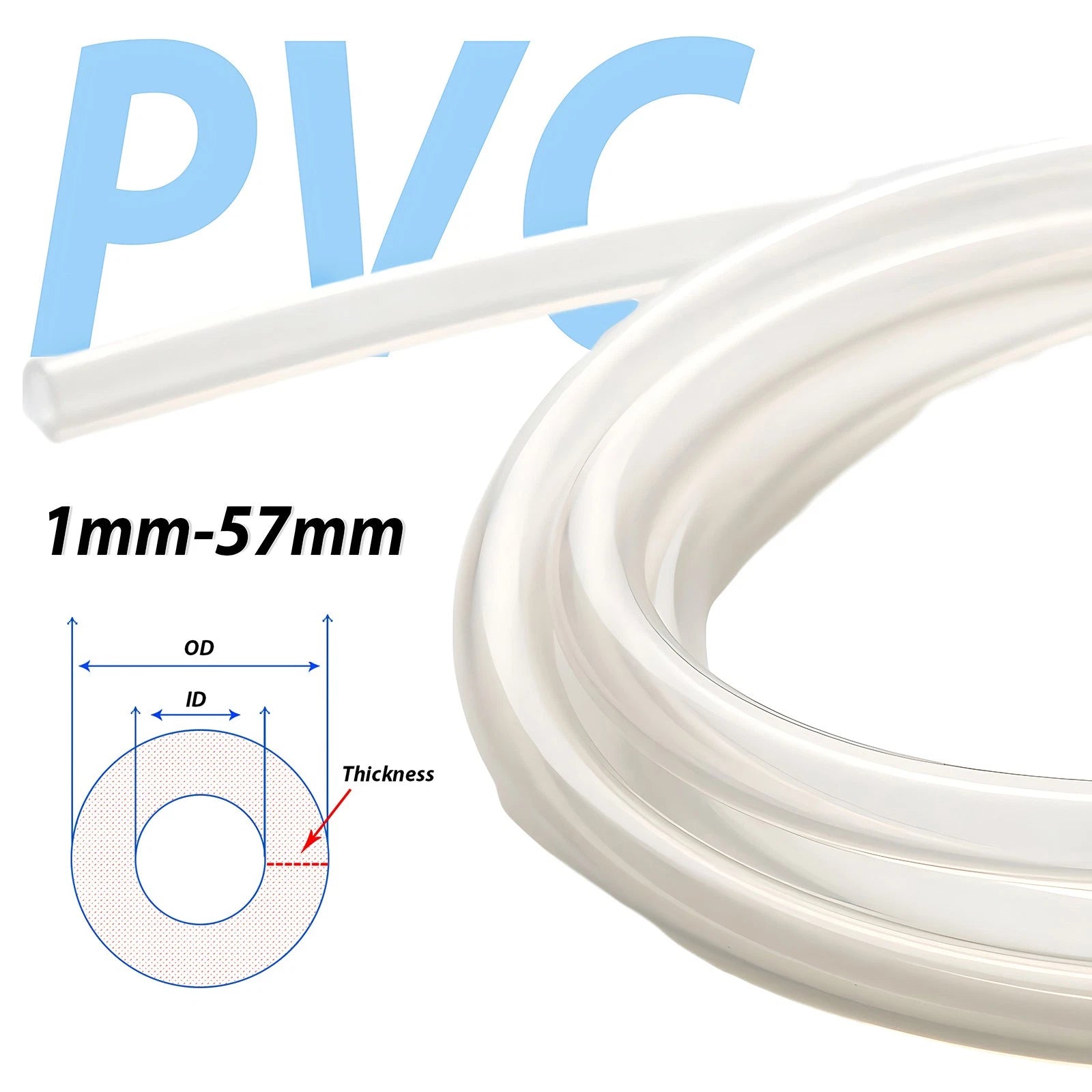 CLEAR FLEXIBLE FOODGRADE PVC HOSE PIPE TUBE - AIR-WATER-AQUARIUM-POND