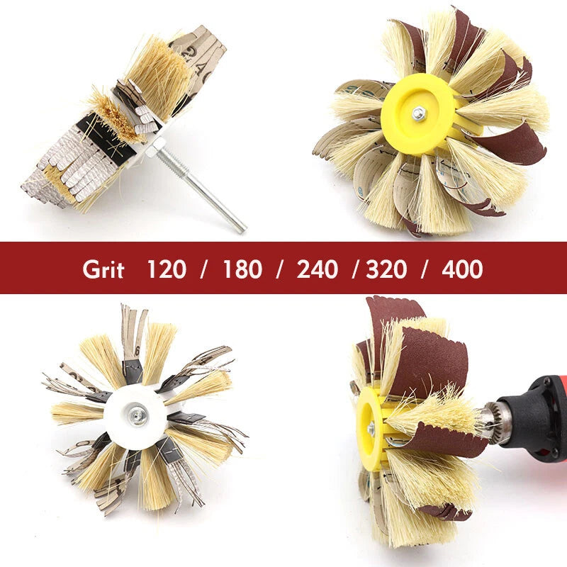 140mm Sisal & Emery Cloth Flap Wheel | 1/4" Shank | 120–400 Grit | Drill Grinder Sanding