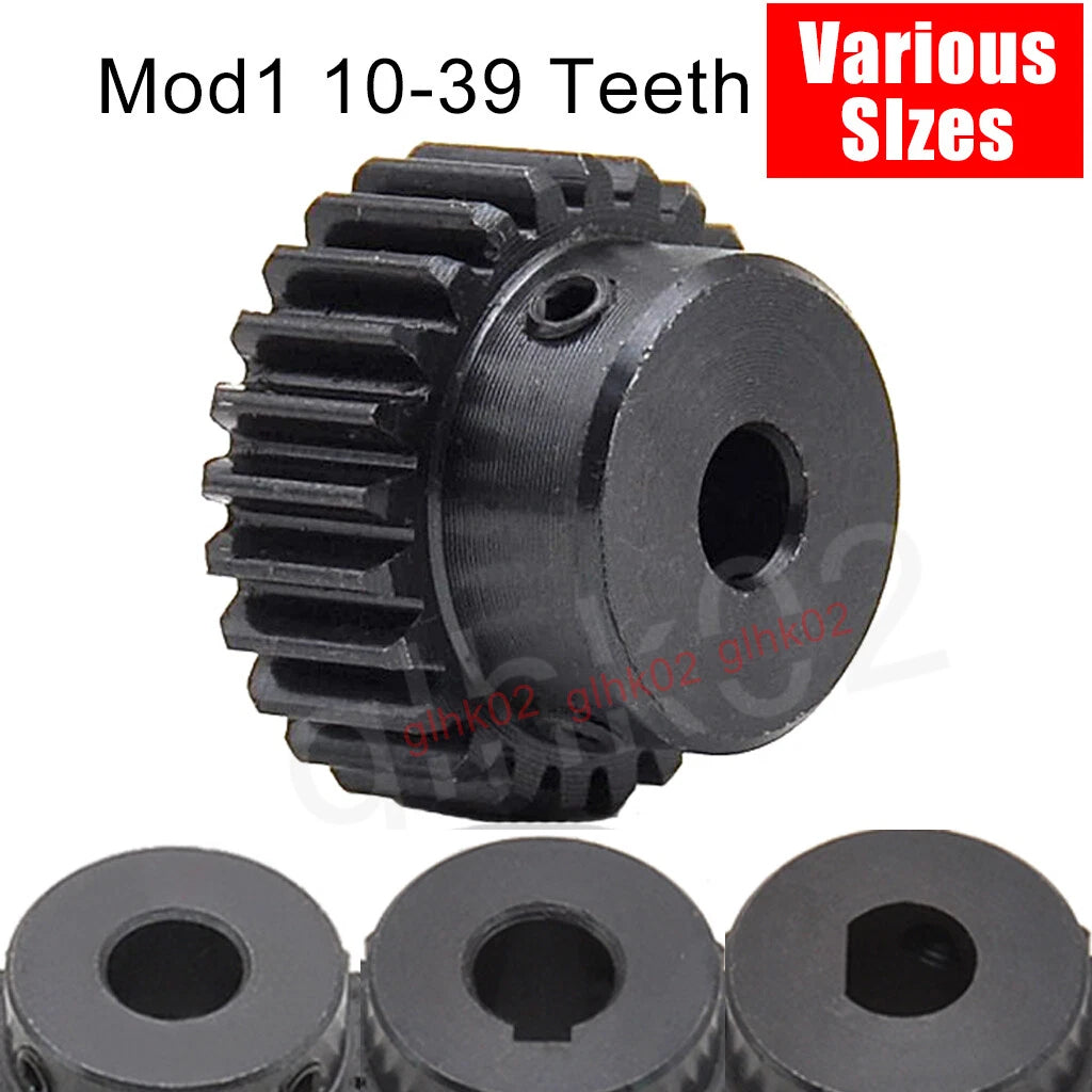 Mod1 Steel Pinion Gear Spur Gears 10-39 Teeth 4-20mm Bore With Screw Hardened