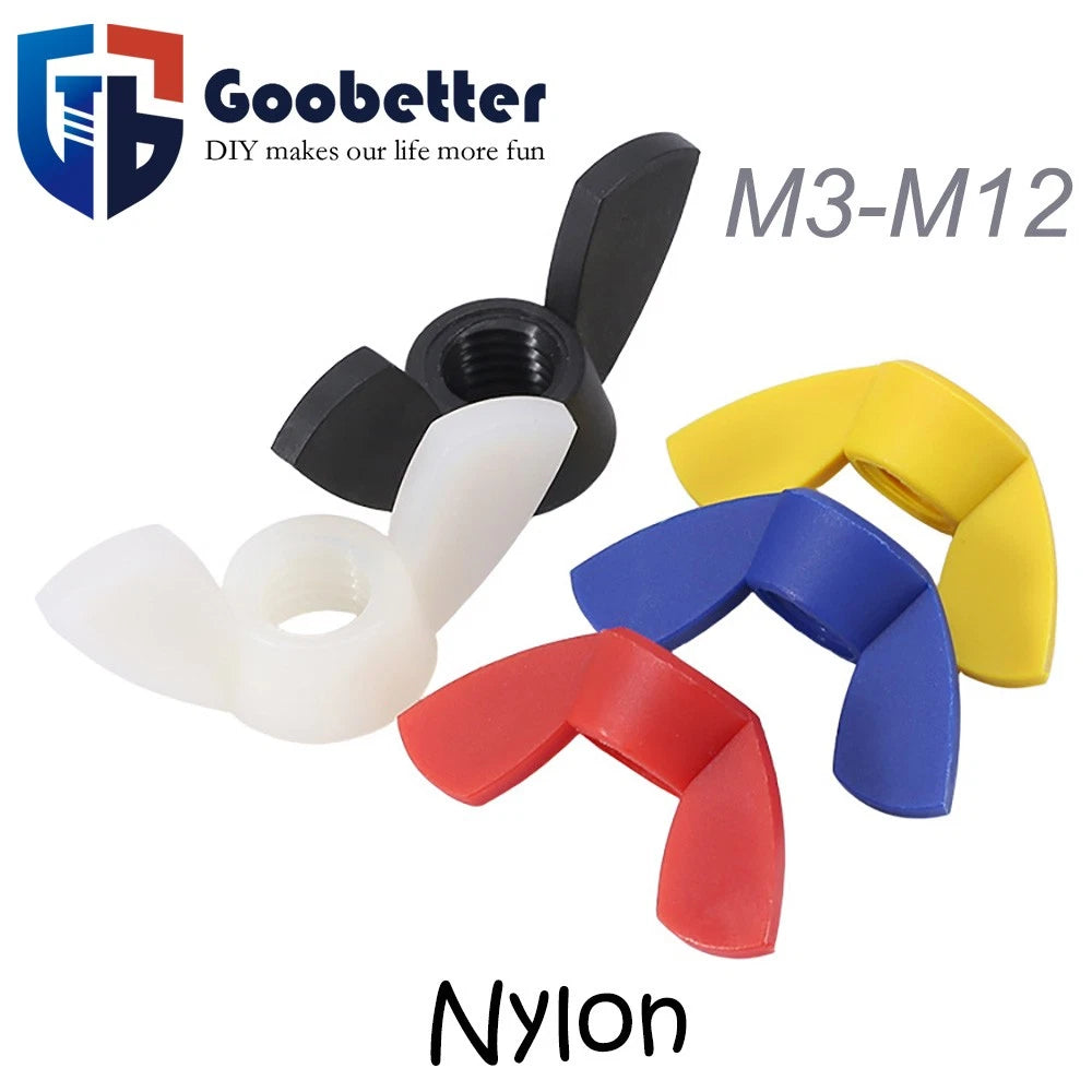 Nylon Butterfly Wing Nuts For Nylon Screws Bolts Black/White/Red/Blue/Yellow