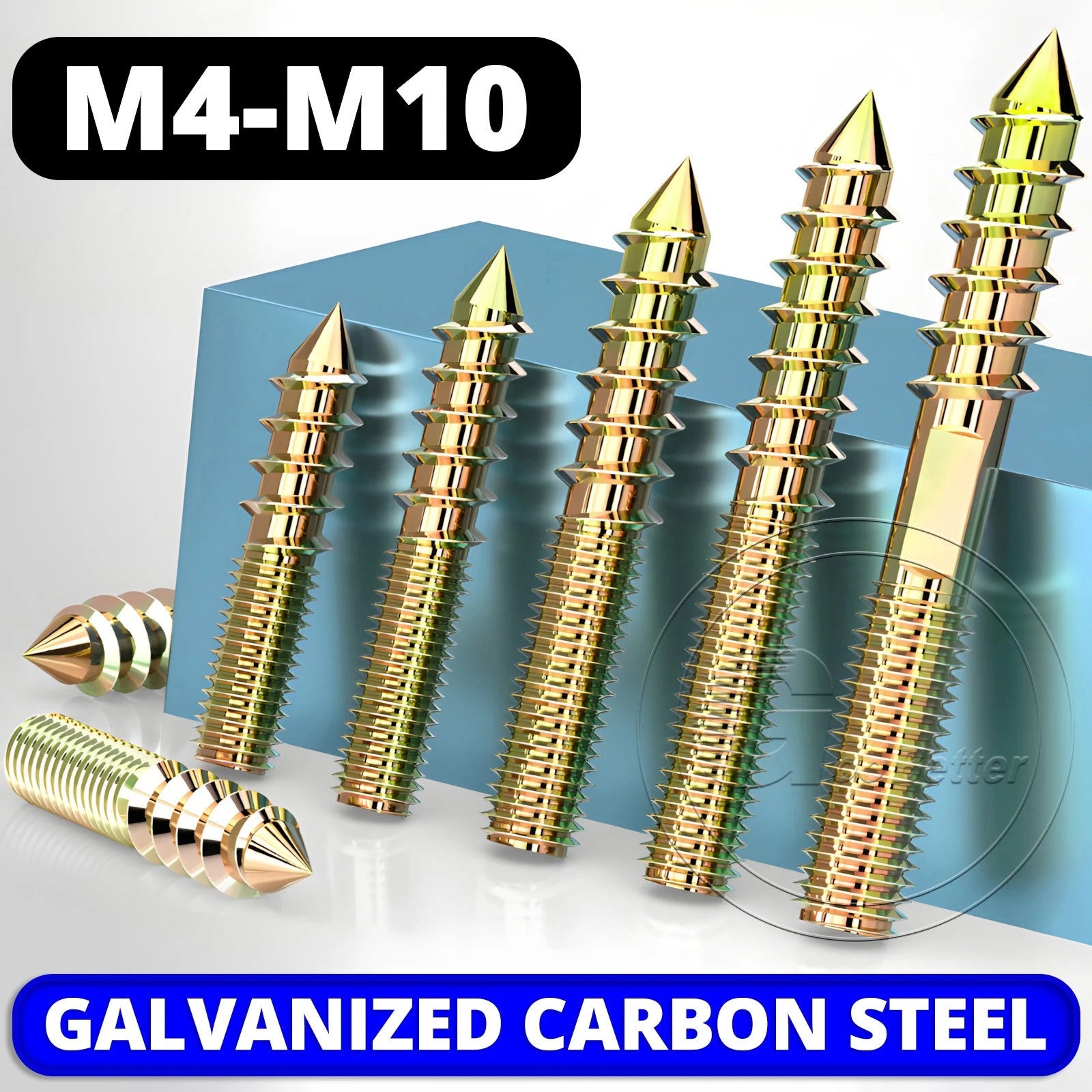 Galvanized Double-Ended Hanger Bolts M4 M5 M6 M8 M10, Wood-to-Metal Screws