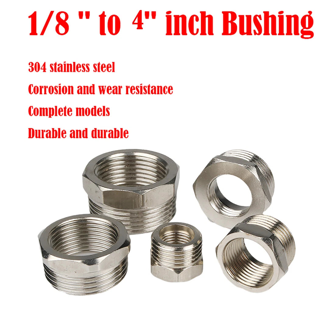 304 Stainless Steel Reducing Bush Adaptor | Male to Female NPT Pipe Fitting