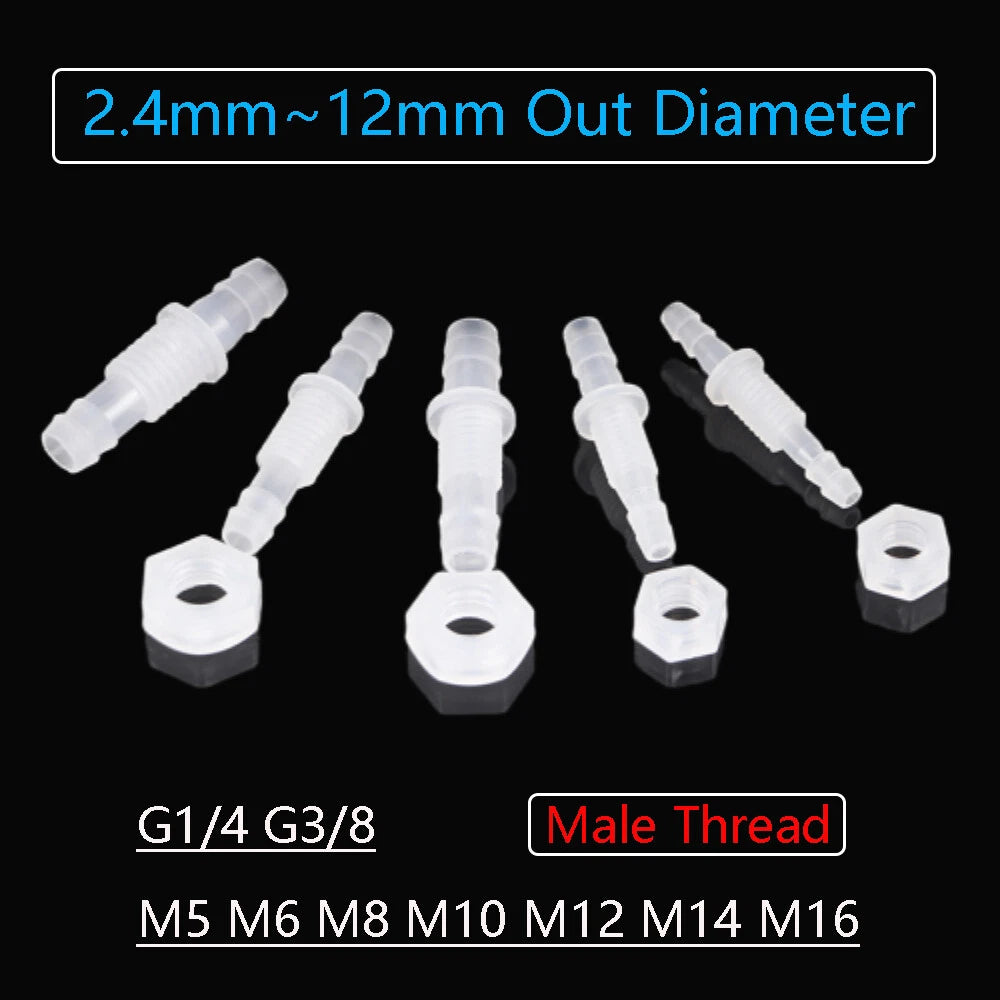 Metric Plastic Striaght Bulkhead Fitting Hose Barb Connector Inch Tube Adapter