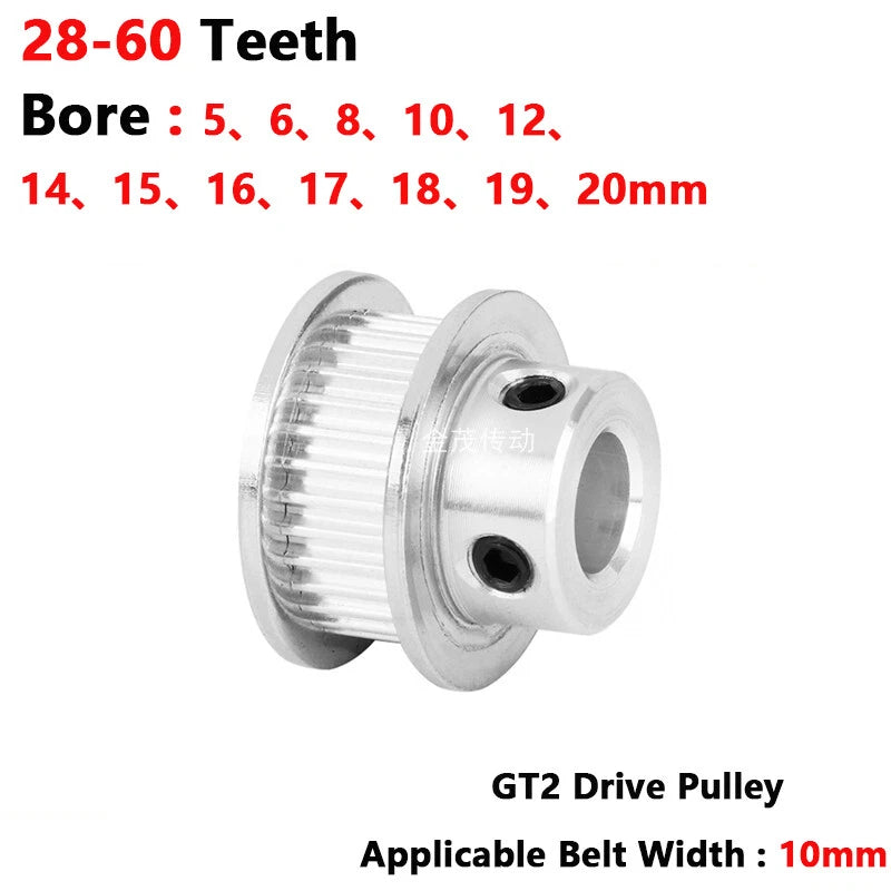 GT2 10mm Timing Belt Drive Pulley -28 30 32 35 40 50 60 Tooth - 4mm to 15mm Bore