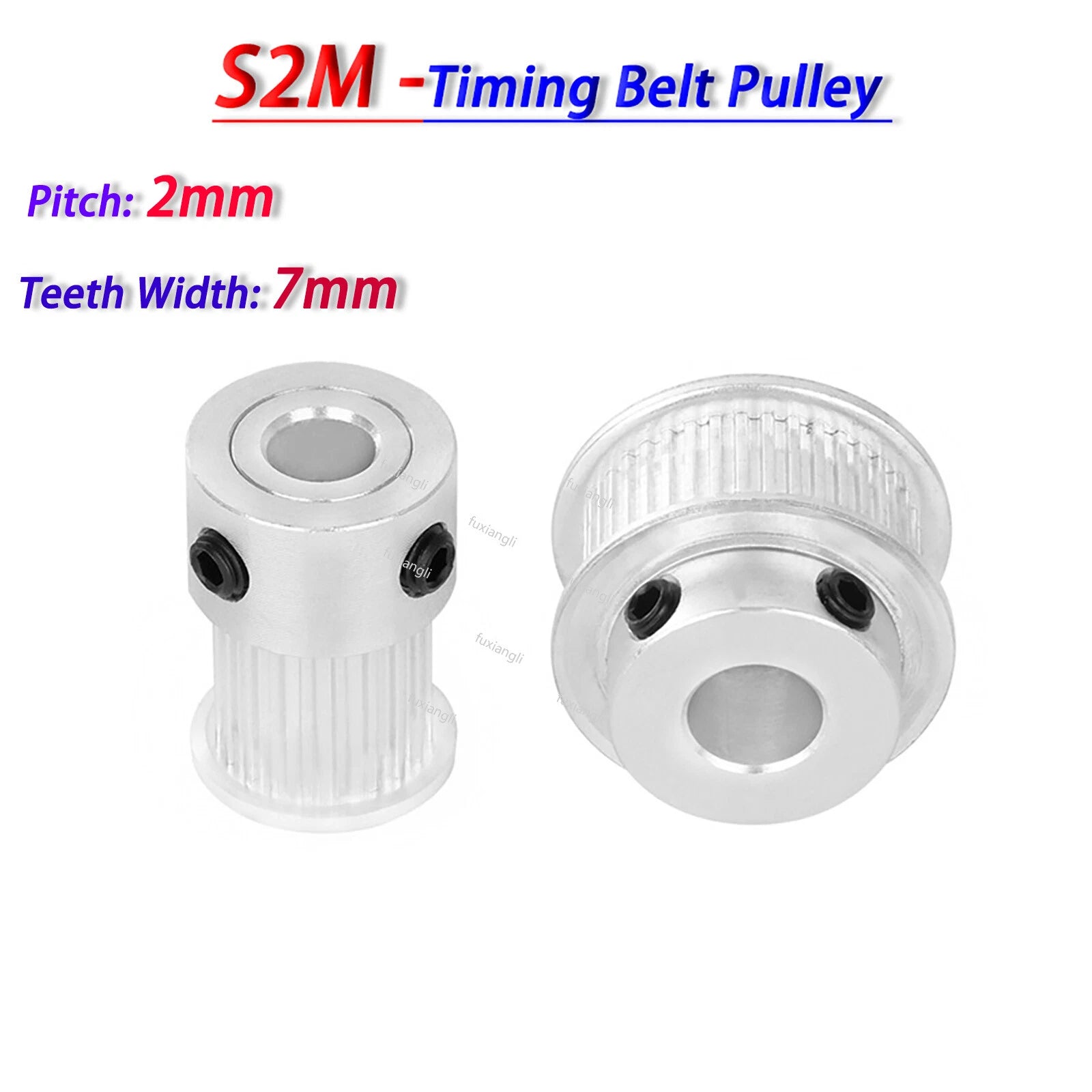 S2M 14T-60T Timing Belt Pulley Pitch 2mm With Step Drive Pulleys Teeth Width 7mm