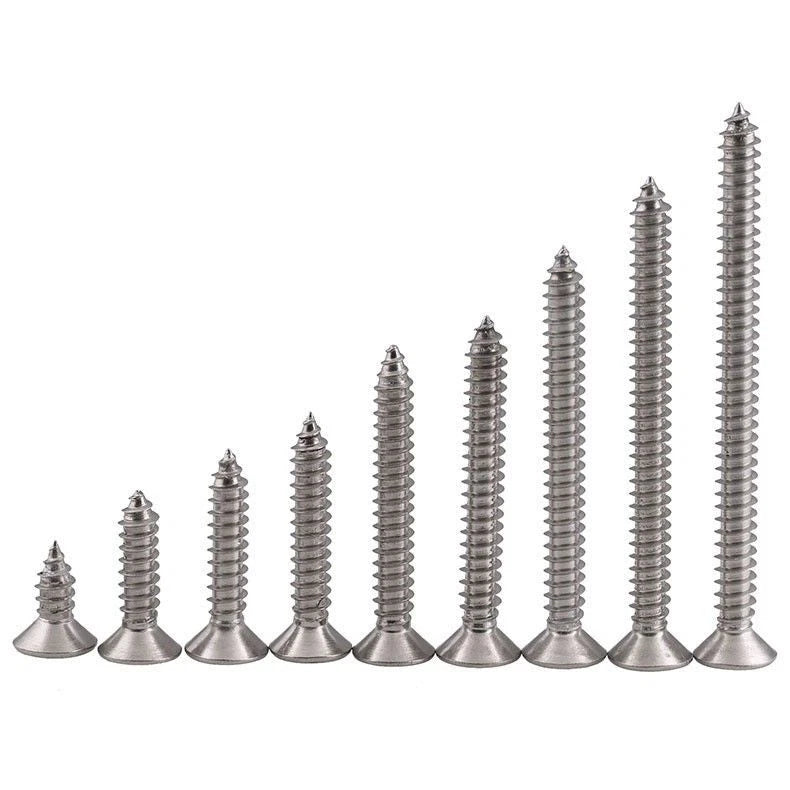 M2.2 M2.6 M3 Flat Head Self Tapping Screws – 304 Stainless Steel, Phillips Drive