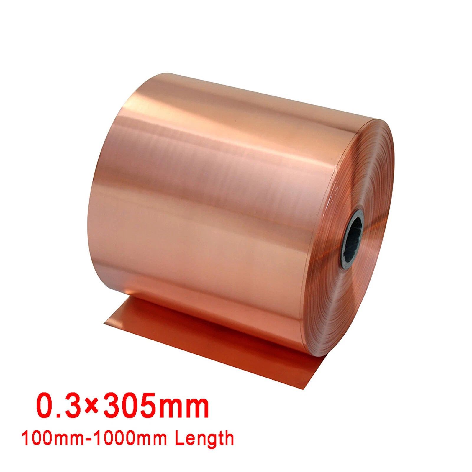 Copper Sheet Roll Metal Foil Plate, 0.3mm Thick, 305mm Width, 100-1000mm Length