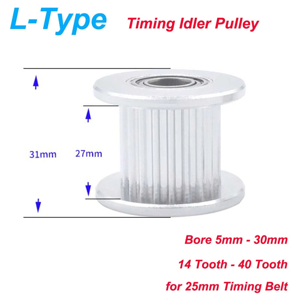 L-Type 14-40T Synchronous Timing Pulley Bore 5mm-30mm for 25mm Width Belt CNC 3D