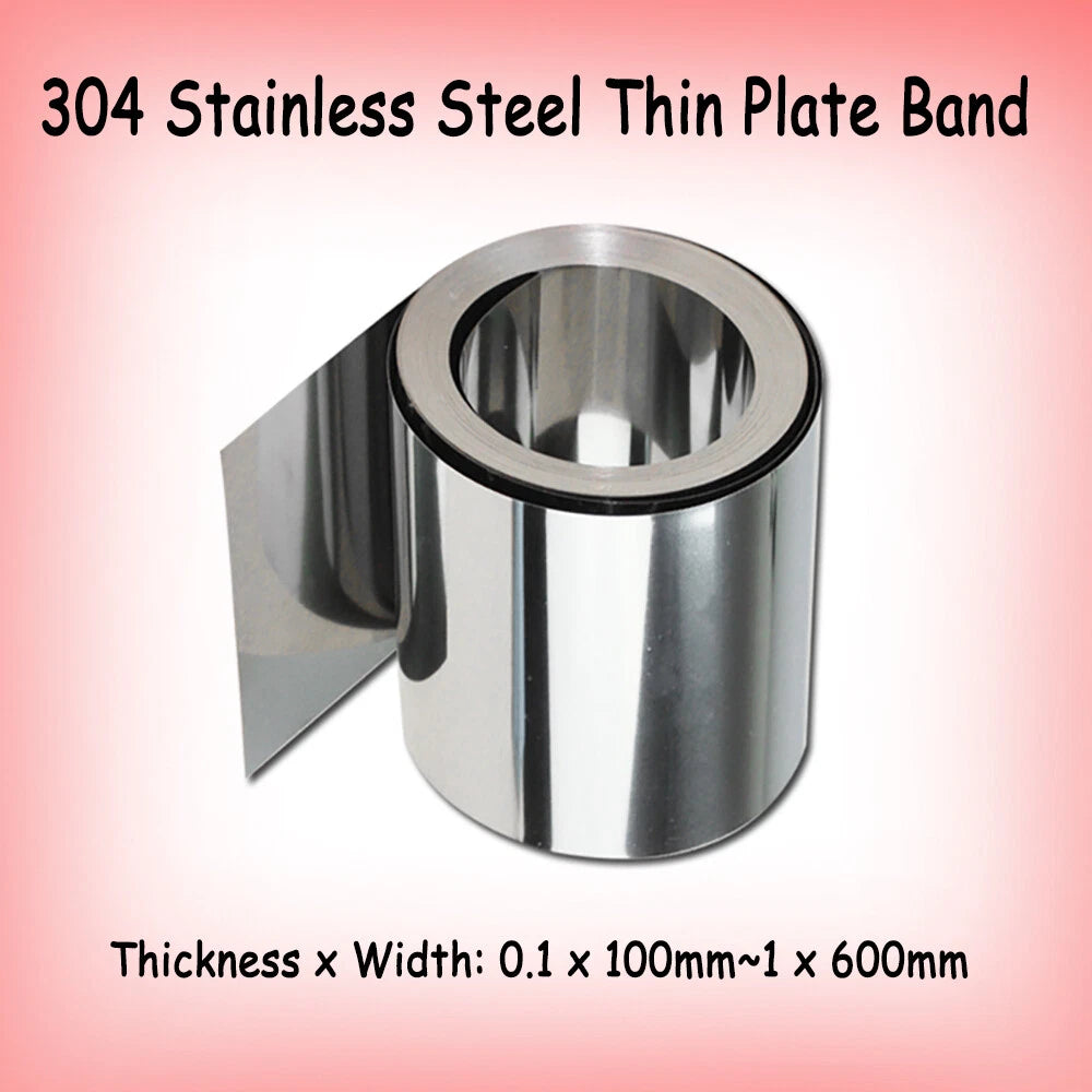304 Stainless Steel Thin Plate Band Thick 0.01mm~1mm Metal Strip Roll Foil Sheet