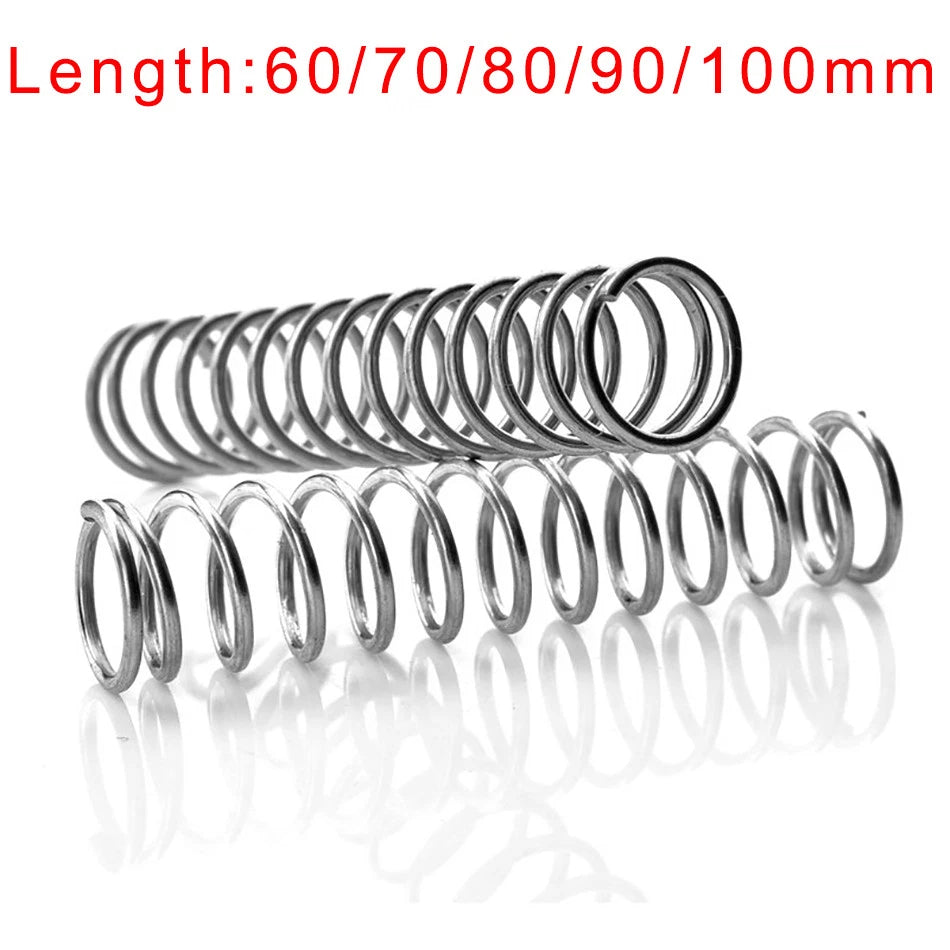 5pcs Wire Dia.0.5-1.5mm Length 60-100mm 304 Stainless Steel Compression Spring