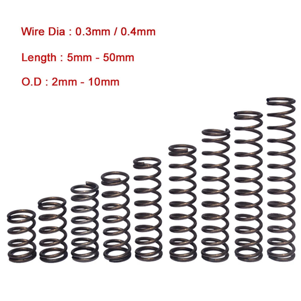 10Pcs Small Compression Spring Wire Dia 0.3mm 0.4mm Springs Steel OD 2mm-10mm